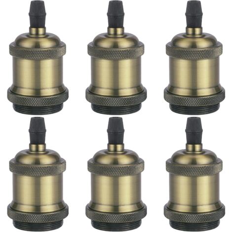 MINKUROW Vintage Solid E27 Lampenfassung, Aluminium-Keramik-Fassung, Edison-Schraube, Glühbirnen-Fassungsadapter, DIY-Wand-, Tisch-, Boden- oder Deckenlampe, Champagner-Gold, 6er-Set