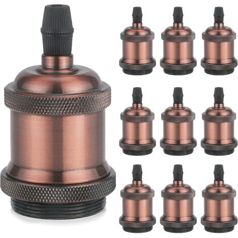 MINKUROW Vintage Solid E27 Lampenfassung, Aluminium-Keramik-Fassung, Edison-Schraube, Glühbirnen-Fassungsadapter, DIY-Wand-, Tisch-, Boden- oder Deckenlampe, Rotkupfer, 10 Stück
