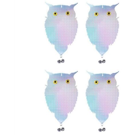 MINKUROW Vogelabwehr Taubenabwehr Eulenform Leuchtend Reflektierend, 4er Set Taubenabwehr mit Vogelglocke