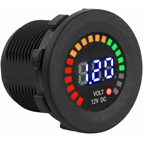 MINKUROW Voltmeter, 12 V Motorrad Auto Led Digitalanzeige Voltmeter Wasserdicht Voltmeter Messgerät Digitalanzeige Schwarz Autobatterie Spannungsmesser Monitor Tester Voltmeter