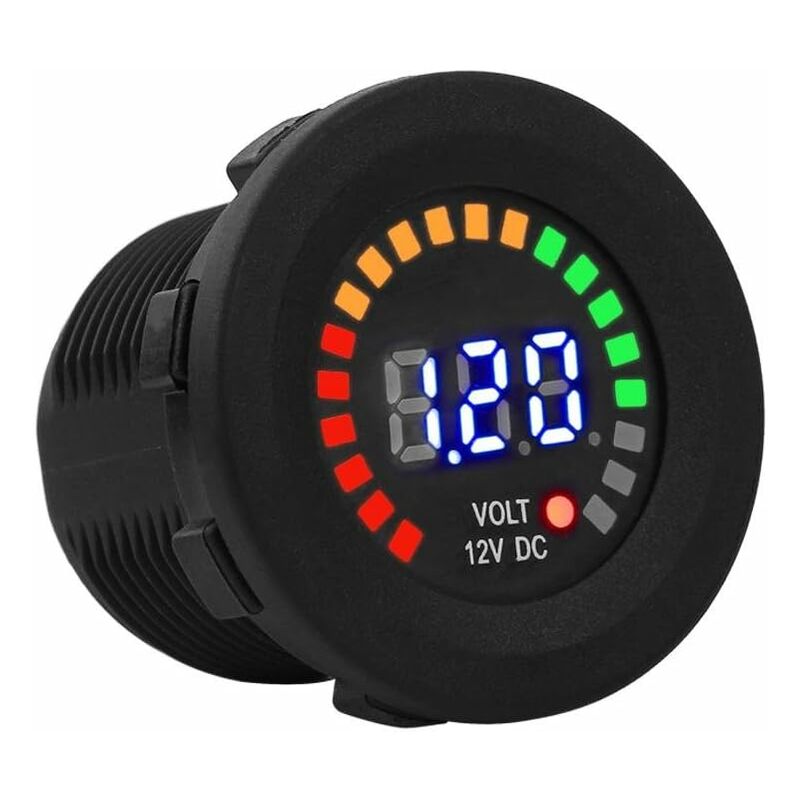 Image of Voltmetro Digitale 12v Con Display a Led Voltmetro Dc Impermeabile, Pannello Di Controllo Digitale Rotondo Per Barca Veicolo Moto Camion Atv Utv