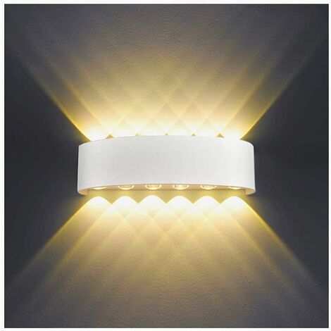 MINKUROW Wandleuchte für den Innenbereich, weiße LED, 12 W, moderne Wandleuchte, Wandleuchte aus Aluminium, Up-Down-Spot-Licht, Nachtlampe für Wohnzimmer, Schlafzimmer, Flur, Treppenhaus, Weg (Warmwei