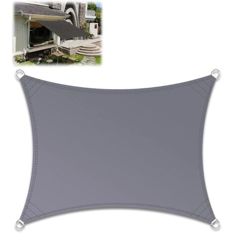 MINKUROW Wasserdichtes rechteckiges Sonnensegel für Terrasse, Garten, Hofaktivitäten (2 m x 3 m, grau), (Rechteck 2 x 3 m)