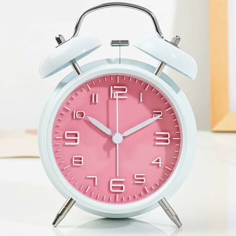 MINKUROW-Wecker, bringt Kindern bei, ihre Zeit klug zu planen, Eisen-Schreibtischdekoration, 11,4-Zoll-Wanduhr, Farbe: Weiß und Pink