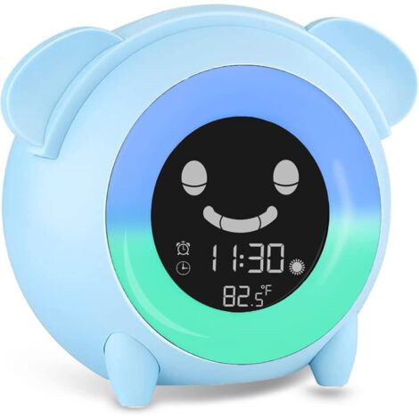 MINKUROW Wecker für Kinder, Dotpet Wecker für Kleinkinder mit Nachtlicht, Nickerchen-Timer, Temperaturmessung für Jungen, Mädchen, Geburtstagsgeschenk (Hund)
