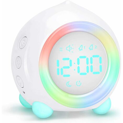MINKUROW Wecker mit LED-Nachtlicht, Cartoon-USB-Timer, digitale Ladeuhr, Bluetooth-Modell, weiß