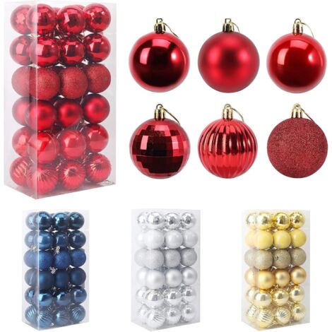 MINKUROW Weihnachtskugeln, 36 Stück 6cm Kunststoff Weihnachtskugeln, Weihnachtsdekokugeln, Rote Weihnachtskugeln, Christbaumschmuck Christbaumschmuck