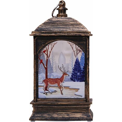 MINKUROW Weihnachtssimulation LED-Flammenlampe, quadratisch, Windlampe, Dekoration, kleine Öllampe, Zuhause, Party, Atmosphäre, Ornamente, Zubehör, Büro, Wohnzimmer, Weihnachtsdekoration, drinnen und