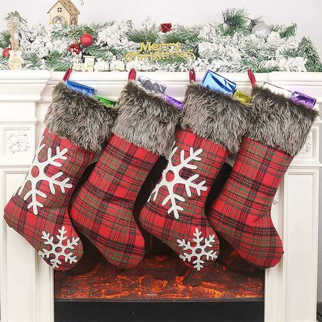 MINKUROW Weihnachtssocke zum Aufhängen, Weihnachtsstiefel, Weihnachtsgeschenktüte, Sockendeko, Weihnachtsbaum, Weihnachtsmann, Geschenktüte zum Aufhängen für Weihnachtsfeier, Dekoration, Baum, Kamin, 