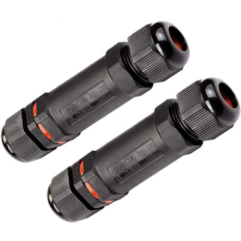 MINKUROW Wetterfeste Anschlussdose, 2 Stück IP68 Elektrodose – Anschlussdose Ø 1mm-13mm – Einfach zu installieren (Schwarz, PVC)