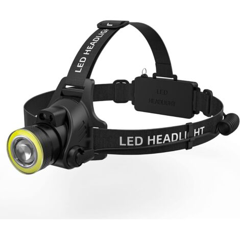 MINKUROW Wiederaufladbare LED-Stirnlampe. Ultrahelle T6-Stirnlampe mit 2000 Lumen. Stirnlampen für Erwachsene, Camping, Outdoor und Schutzhelmarbeiten.