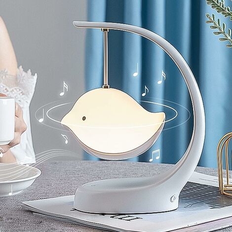 MINKUROW Wiederaufladbares Musik- und Licht-Nachtlicht, tragbarer Bluetooth-Lautsprecher Lautsprecher Nachttischlampe Schlafzimmer Wireless Touch, mehrfarbige dimmbare LED-Tischlampe für Weihnachtsges