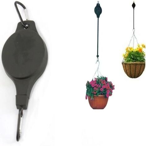 MINKUROW X Einziehbare Hängekorb-Haken mit Riemenscheibe Gartenkörbe Töpfe Auto-Teleskophaken Indoor Outdoor Freie Größe Schwarz