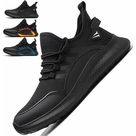 Zapatos de Seguridad Hombre Mujer，Zapatillas Trabajo Ligero Comodo Calzado  de Seguridad con Punteras de Acero Transpirable Antideslizante,Black-37EU :  : Moda