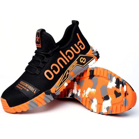MINKUROW Zapatos de seguridad para hombre Zapatillas de deporte con punta de acero Zapatos de trabajo ligeros Mujeres Zapatillas de deporte industriales transpirables Zapatillas de malla transpirable,