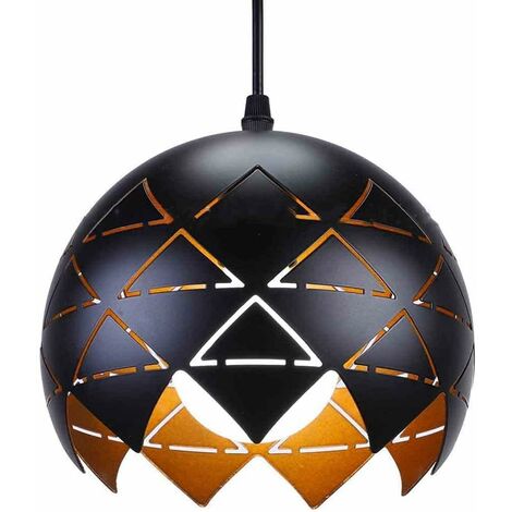 MINKUROW Zeitgenössische kugelförmige Pendelleuchte mit Metallkäfig, 1 Lichtzylinder verstellbar, 8 Zoll, industrielle Pendelleuchte, für Kücheninsel, Café, Innenausführung in Gold und Schwarz