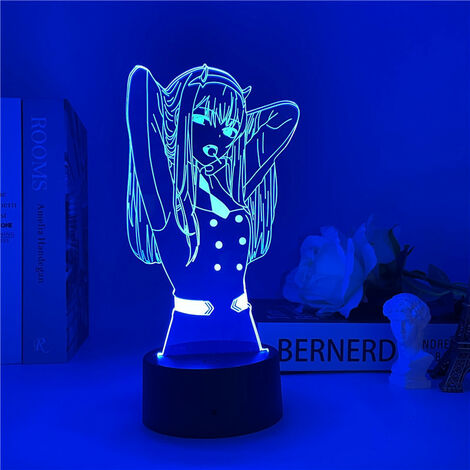 MINKUROW Zero Two Figur Anime Lampe Nachtlicht Manga LED Nachtlicht Mehrfarbig Wechsel USB Batterie Tisch Lampara Kinder Kind Mädchen Schlafzimmer Deko Licht Manga Spielzeug (Lollipop)