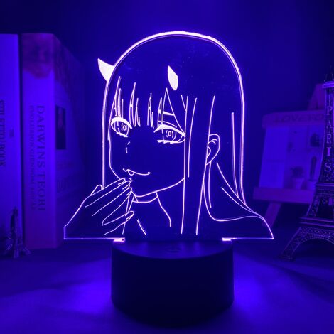 MINKUROW Zero Two Figure Anime Lampada Night Light Manga Led Nightlight Multicolor Change Usb Battery Table Lampara Kids Child Girls Room Decor Light Manga Toy (Ridendo)