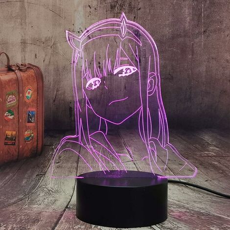 MINKUROW Zero Two Figure Anime Lampada Nightlight Manga Led Nightlight Multicolor Change Usb Battery Table Lampara Kids Child Girls Bedroom Decor Light Manga Toy