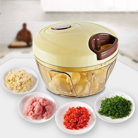 MINKUROW Zwiebelschneider mit Kabel, Zwiebelhacker, Zwiebelhacker, manueller Multihacker, Mini-Gemüseschneider, Obsthacker für Gemüse, Obstsalat, Hand-Zwiebelhacker, Edelstahlklinge (klein)