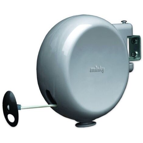 Minky Retractable Reel Bobina stendibiancheria Retrattile con 15 m di Spazio di Asciugatura, Polivinilcloruro, Grigio, 1x15 m, unità