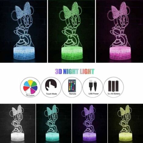 Minnie Maus 3D-Nachtlicht mit Touch-Steuerung – LED-Nachtlicht mit Touch-Steuerung – Geburtstags-/Weihnachtsgeschenk für Kinder [Energieklasse A+++] – RAPANDA