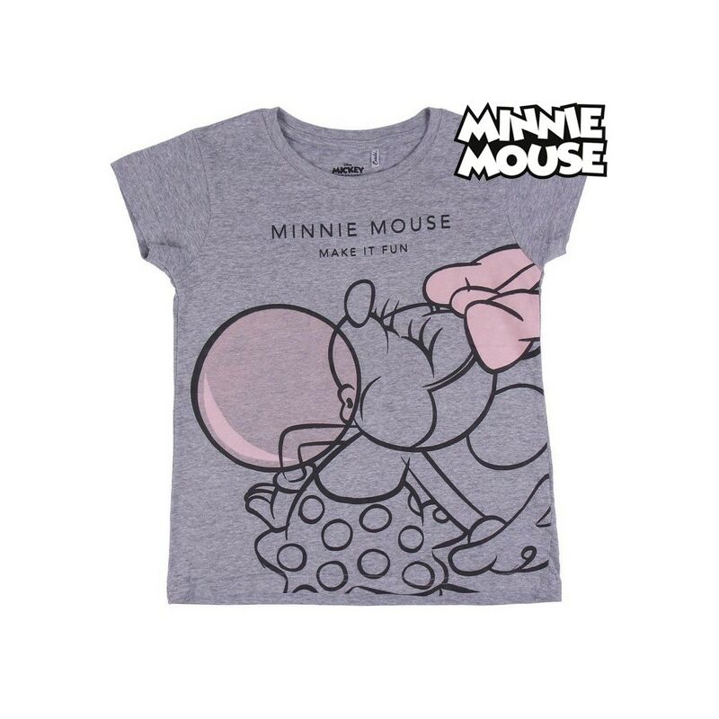 

Camiseta de Manga Corta Infantil Gris - Minnie Mouse