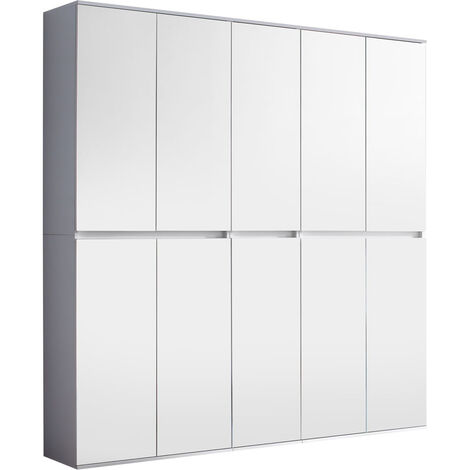 Minor Armoire 10 portes, blanc, miroir.