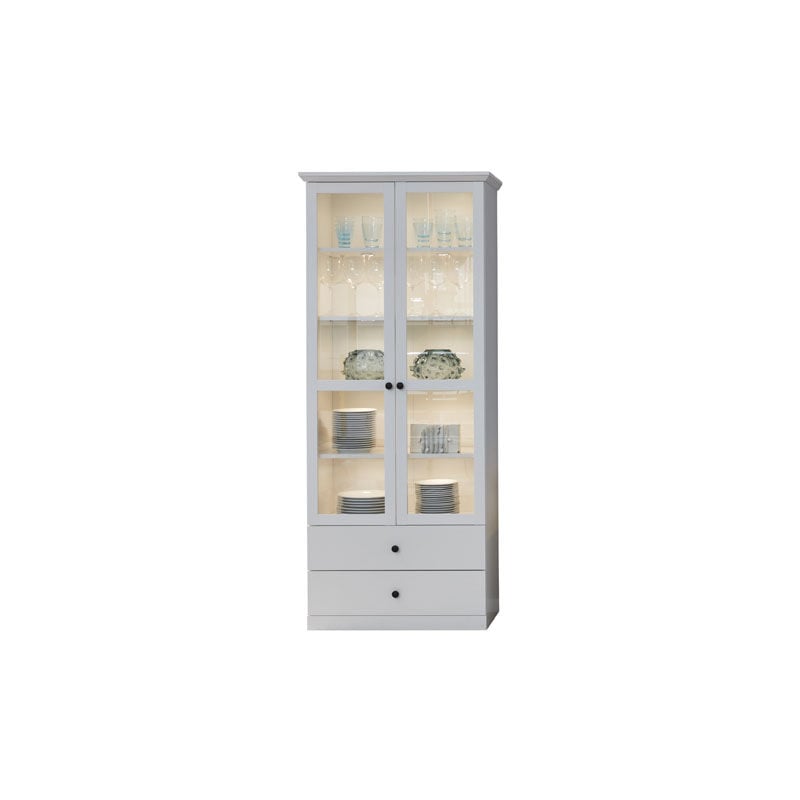 Brax Armoire vitrine 2 portes et 2 tiroirs, blanc.