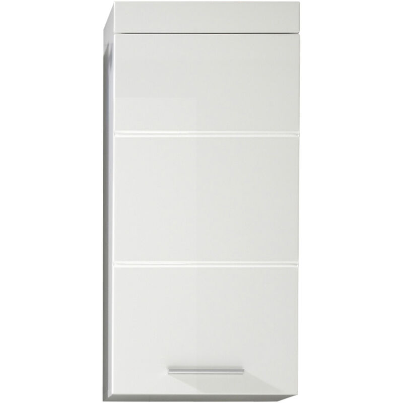 AmandaMando Armoire murale de rangement pour salle de bain, 1 porte, blanc, blanc brillant.
