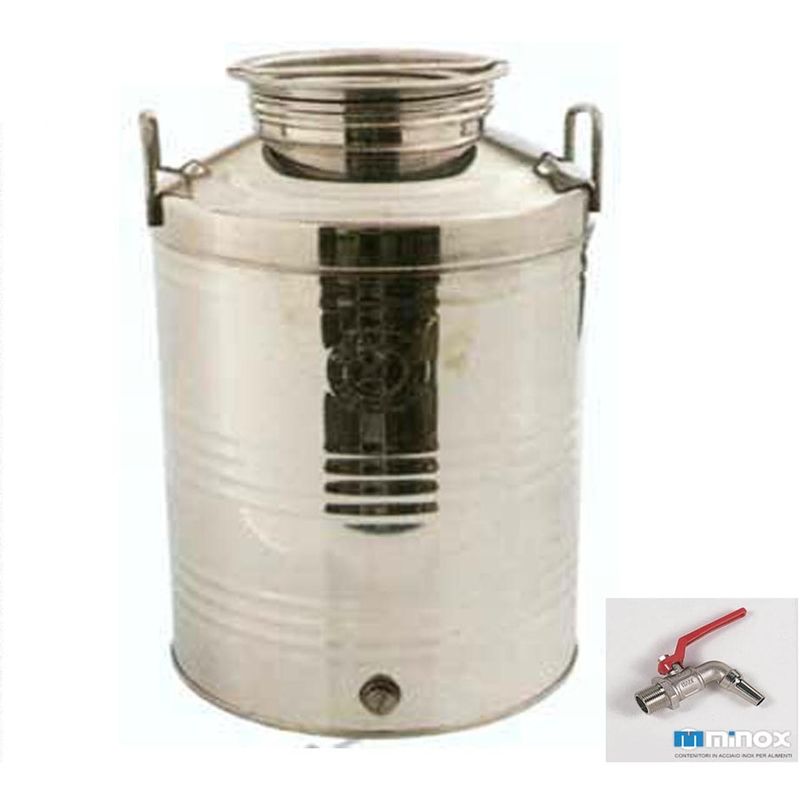 Pentola Inox Con Rubinetto.Minox Fusto Contenitore Per Alimenti Inox 18 10 Aisi 304 Con Rubinetto 50 Kg 15345 1824