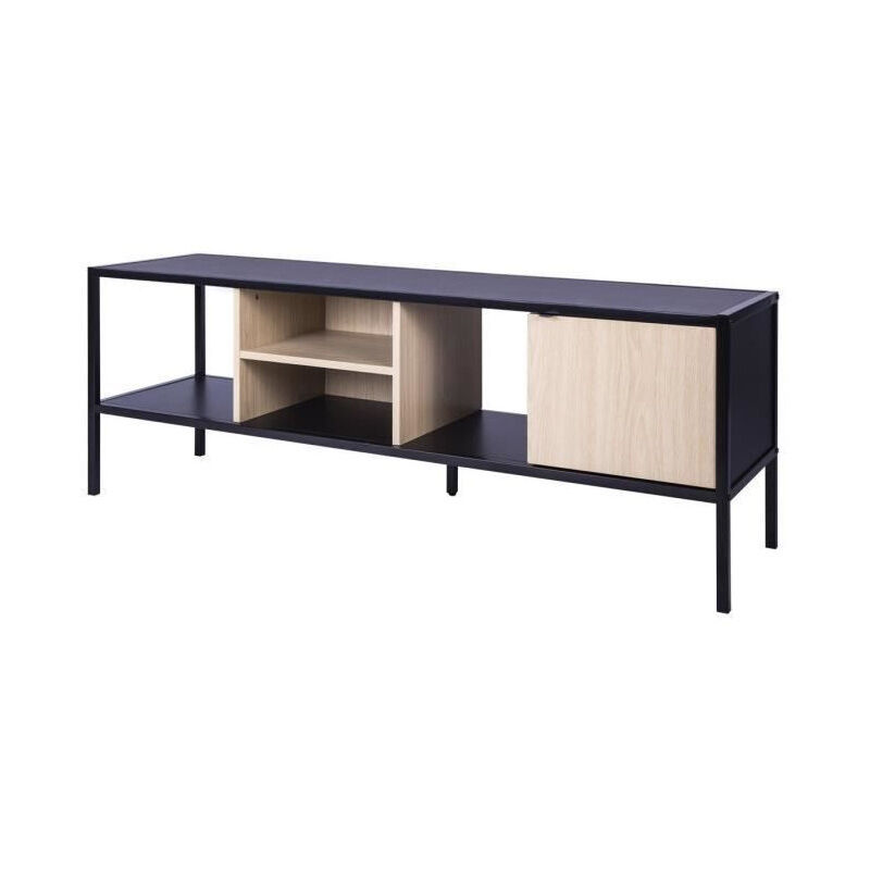 MINSK Meuble TV 1 porte - Imitation bois - L 140 x P 40 x H 50 cm
