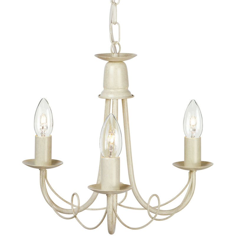 Minster - Chandelier 3 Light Ivory, Gold Finish, E14 - Elstead