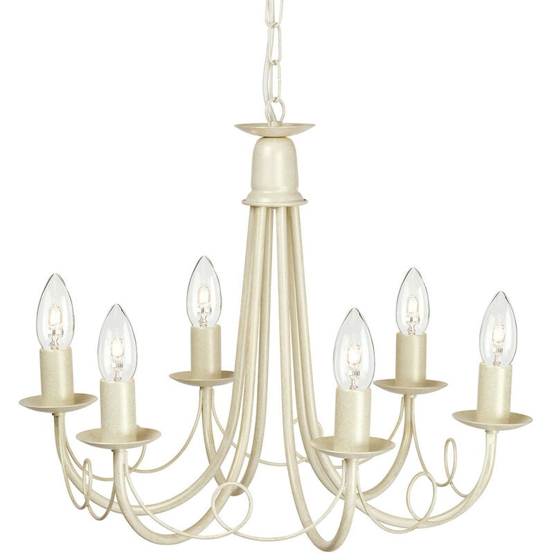 Elstead Minster - 6 Light Chandelier Ivory, Gold Finish, E14