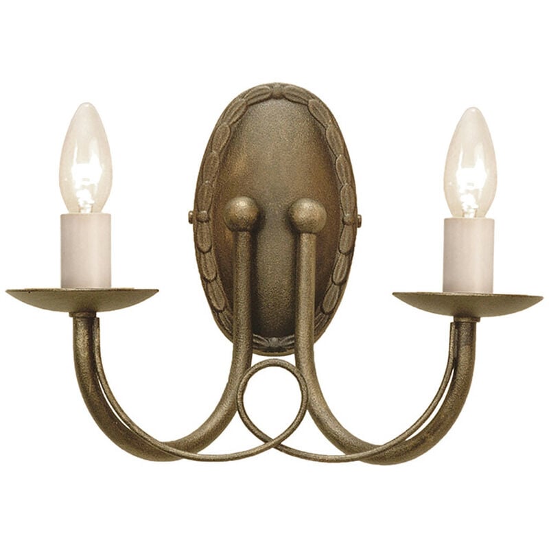 Minster - 2 Light Indoor Candle Wall Light Black, Gold, E14 - Elstead