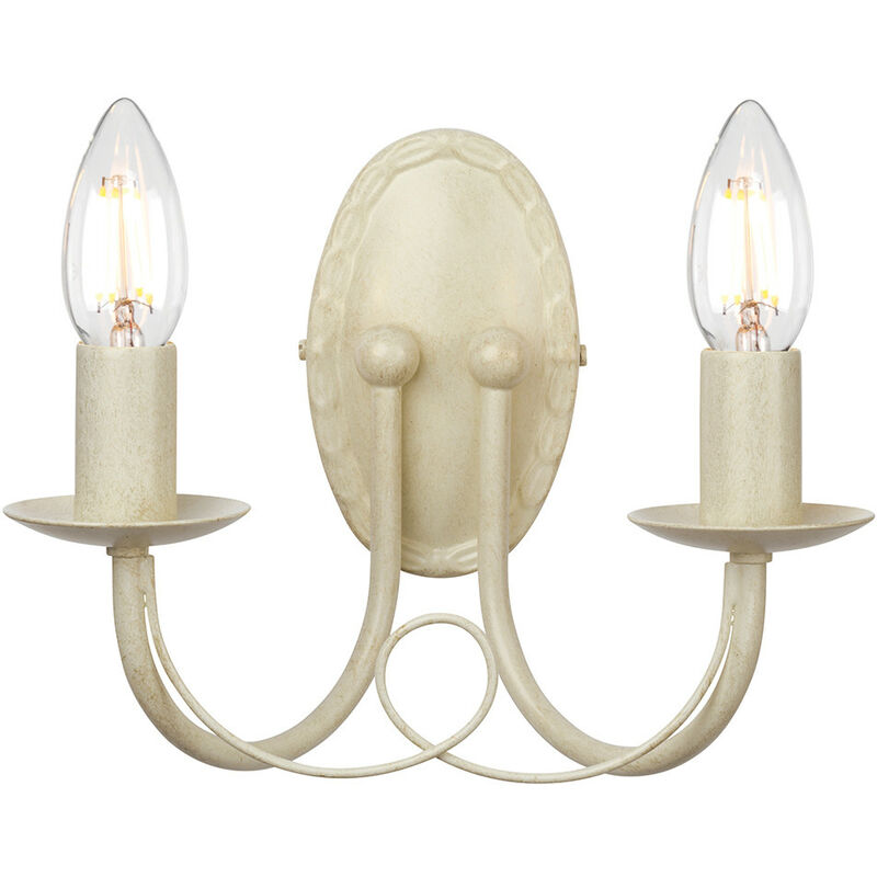 Minster - 2 Light Indoor Candle Wall Light Gold, Ivory, E14 - Elstead