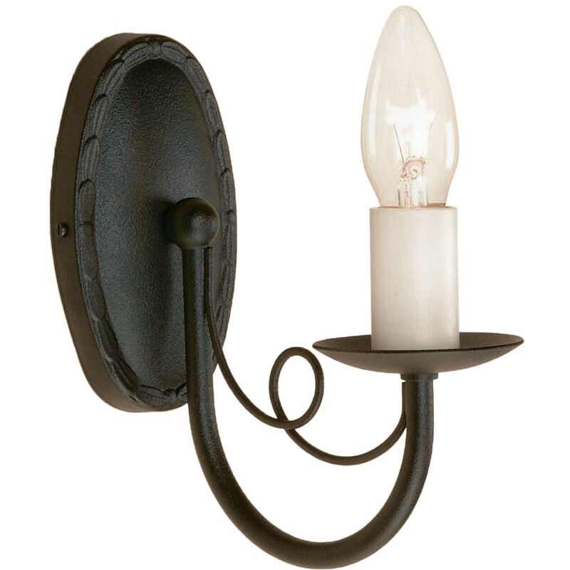 Elstead - Minster - 1 Light Indoor Candle Wall Light Black, E14