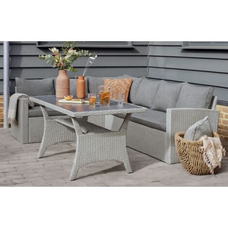 Mint Essentials Stockholm Outdoor Lounge Set- 5 Seats Removable Cushions Garden Rattan- Grey