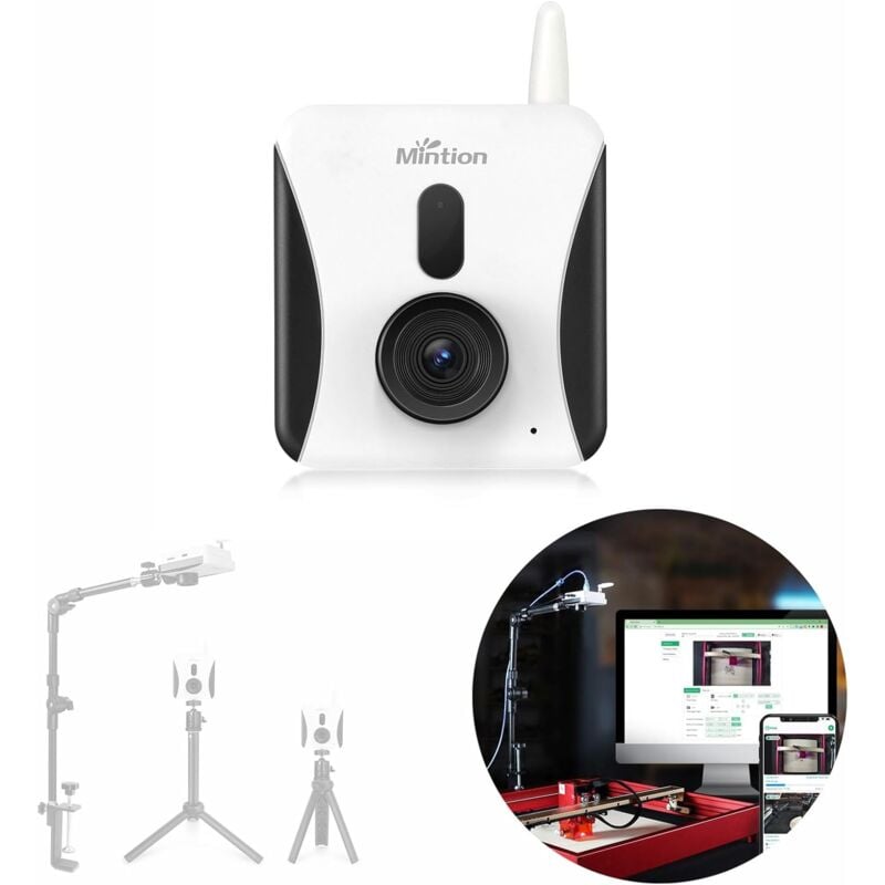 Atomstack - Mintion Lasercam camera, Lightburn caméra pour graveur laser, moniteur à distance, positionnement, détection de flamme, vidéo time-lapse