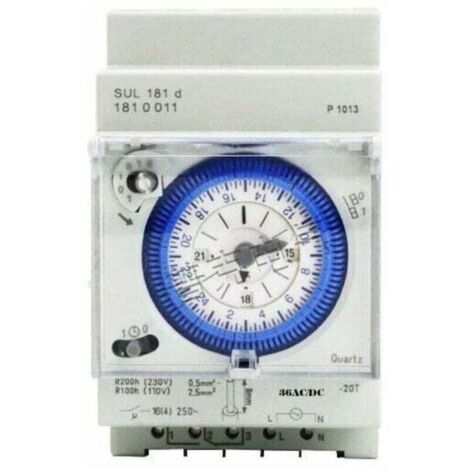 Minuterie analogique avec moteur synchrone et fonction de programmation journalière, 48 V CA/CC