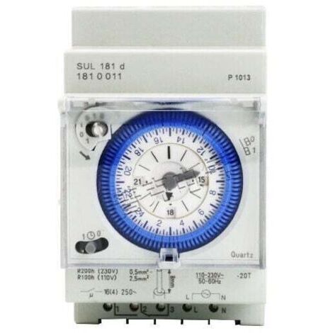 Minuterie analogique avec moteur synchrone et programme journalier, minuterie, 110-230 VCA