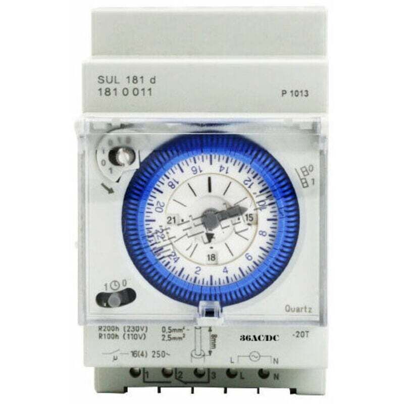 Minuterie analogique avec moteur synchrone et programme journalier, minuterie, 12VAC/DC