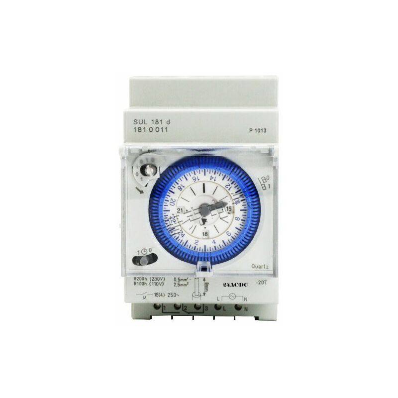 Minuterie analogique avec moteur synchrone et programme journalier, minuterie,24VAC/DC