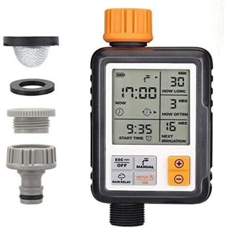 Minuterie Arrosage Automatique pour Jardin, Programmateur d'Arrosage Extérieur, Minuteur Arroseur avec Grand Écran LCD -