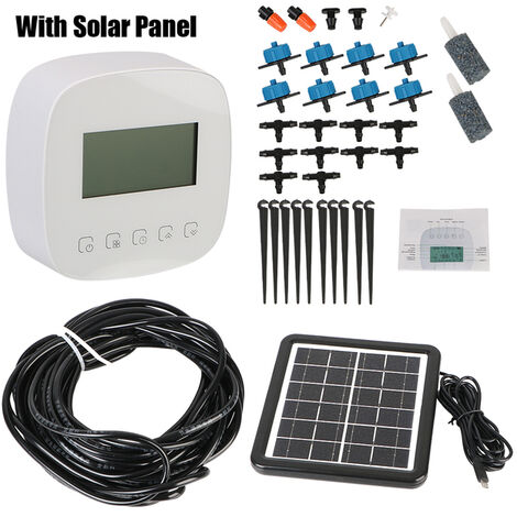 Minuterie d&39eau intelligente et automatique, système numérique d&39irrigation et d&39irrigation, Micro contrleur d&39irrigation goutte à goutte, avec panneau solaire, wi-fi, Tuya,With solar panel