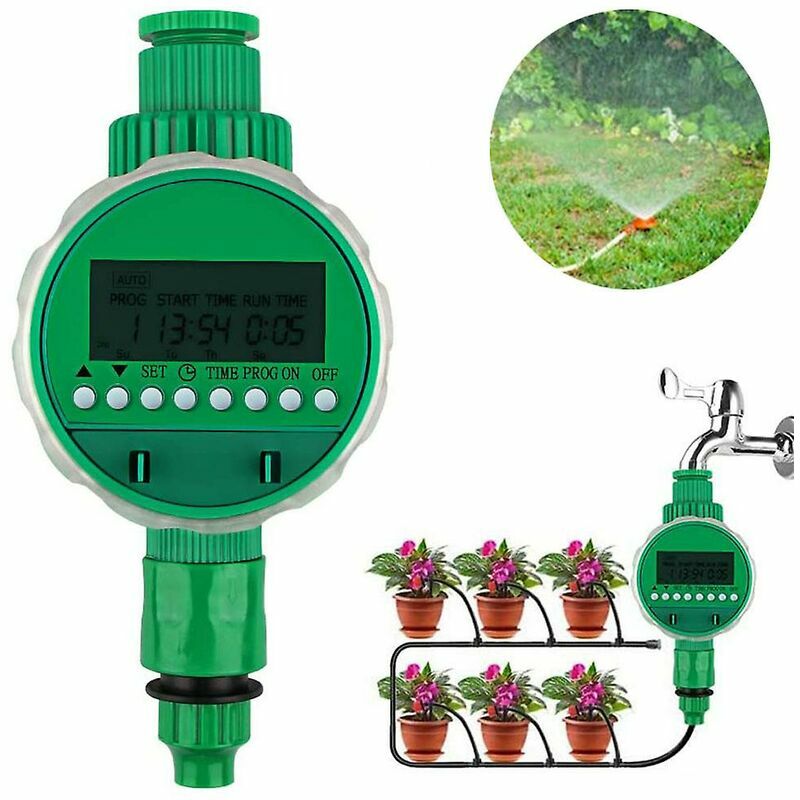 Minuterie d'arrosage automatique, minuterie, minuterie, écran lcd, irrigation automatique numérique avec gaine de protection étanche pour jardin vert