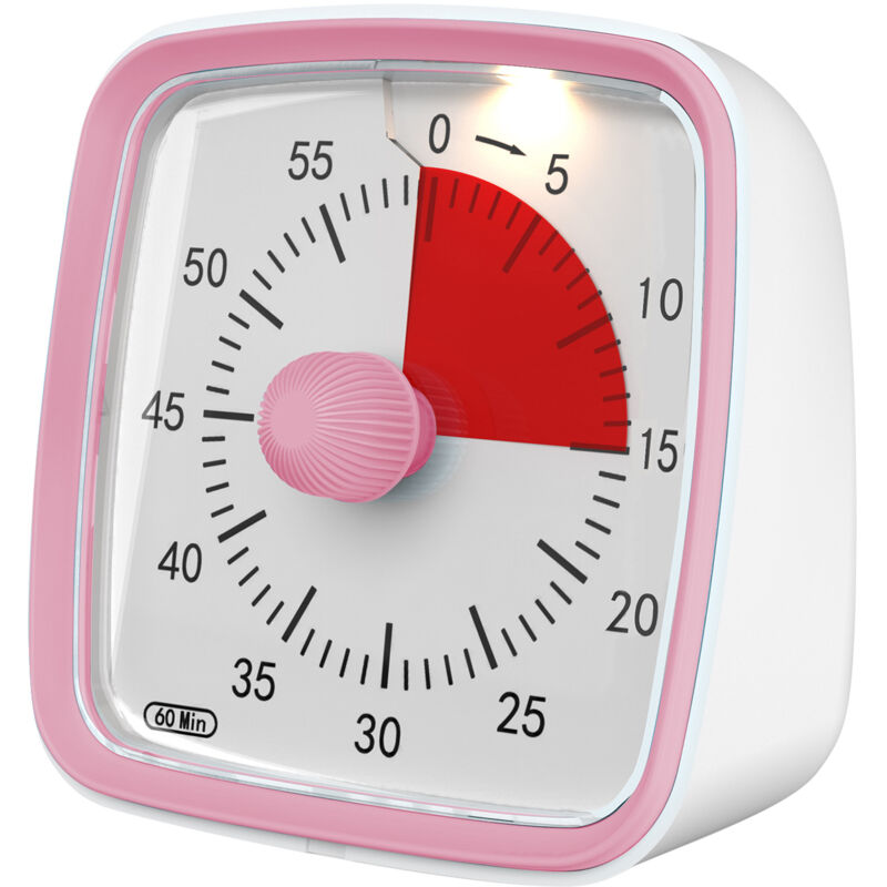 Minuterie de compte à rebours visuelle, minuterie visuelle extra large pour salle de classe pour enfants et adultes, minuterie de cuisine mécanique