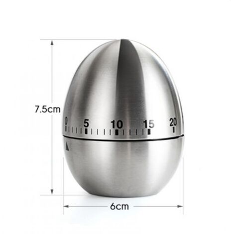 Minuterie de Cuisine à oeufs Alarme Rotative Mécanique en Acier Inoxydable Minuterie de 60 Minutes pour la Cuisson