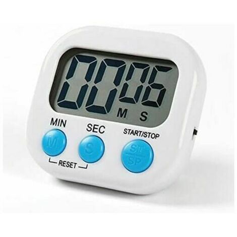 Minuterie de cuisine magnétique, cuisson, minuterie d'apprentissage, alarme sonore et compte à rebours avec écran LCD sur blanc-