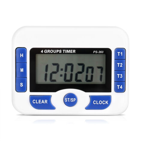 Minuterie de groupe indépendante numérique à 4 canaux Compte à rebours Horloge de cuisine magnétique